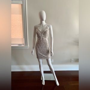Guess Lace Mini Dress in Nude and White